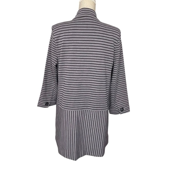 Cabi Striped Car Coat Women’s Size L 3/4 Sleeves Navy Gray - Picture 6 of 10